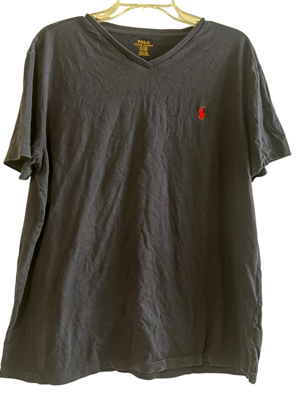 Polo by Ralph Lauren Black V-Neck Tee with Red Pony Logo